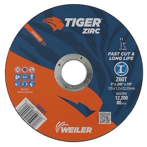 Weiler 5-Inch Tiger Zirc Type 1 Cutting Wheel 25-Pack: $81.07 Weiler 5-Inch Tiger Zirc Type 1 Cutting Wheel 25-Pack: $81.07