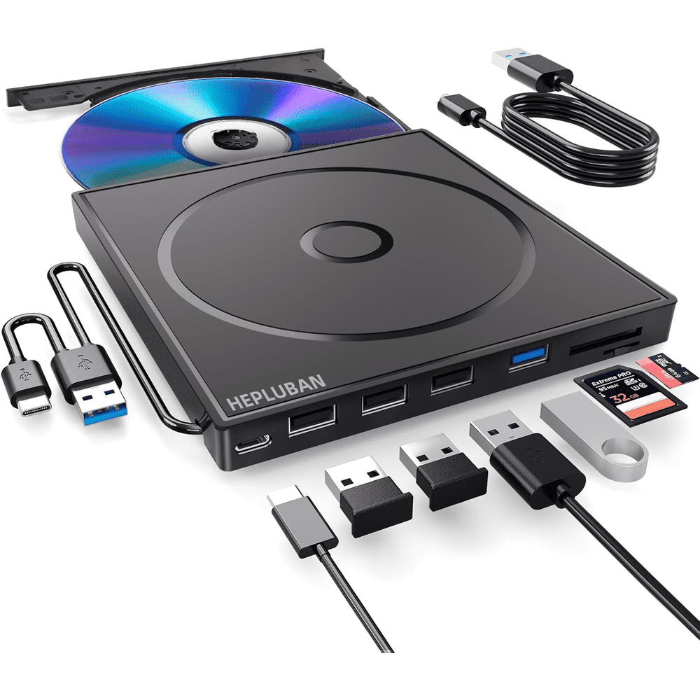Hepluban 8-in-1 Portable External CD/DVD Drive: $24.49 Hepluban 8-in-1 Portable External CD/DVD Drive: $24.49