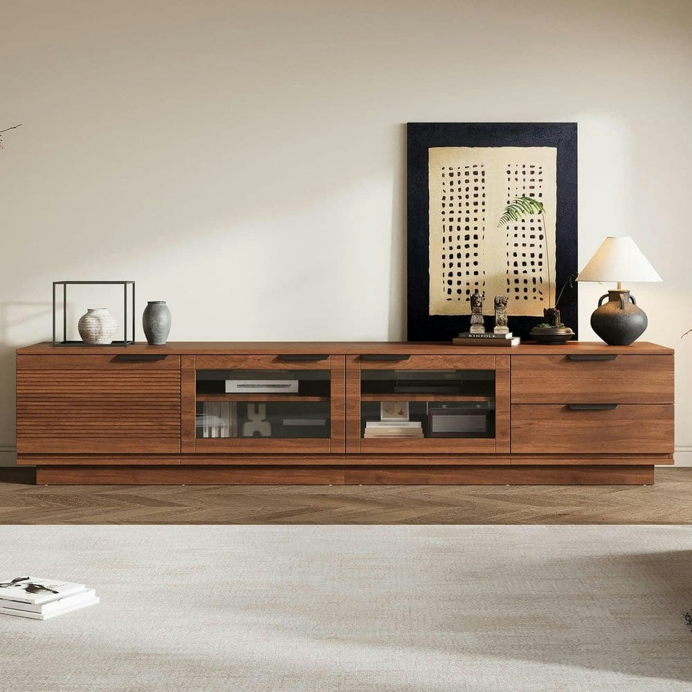 Walnut MDF TV Stand for TVs up to 85 Inches: $289.20