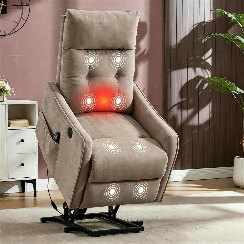 Cindy Khaki Chenille Power Lift Recliner with Massage and Heat: $356.08 Cindy Khaki Chenille Power Lift Recliner with Massage and Heat: $356.08