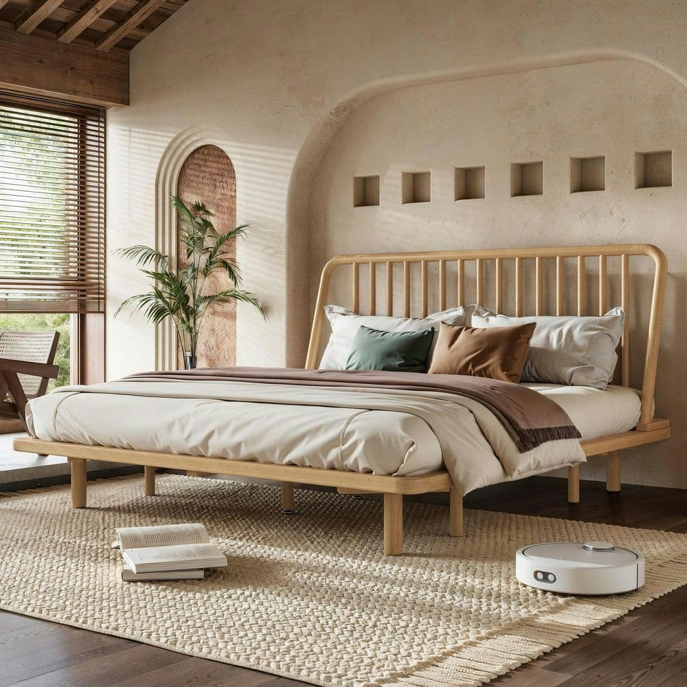 Solid Bamboo Queen Platform Bed with Slatted Headboard: $353.37 Solid Bamboo Queen Platform Bed with Slatted Headboard: $353.37