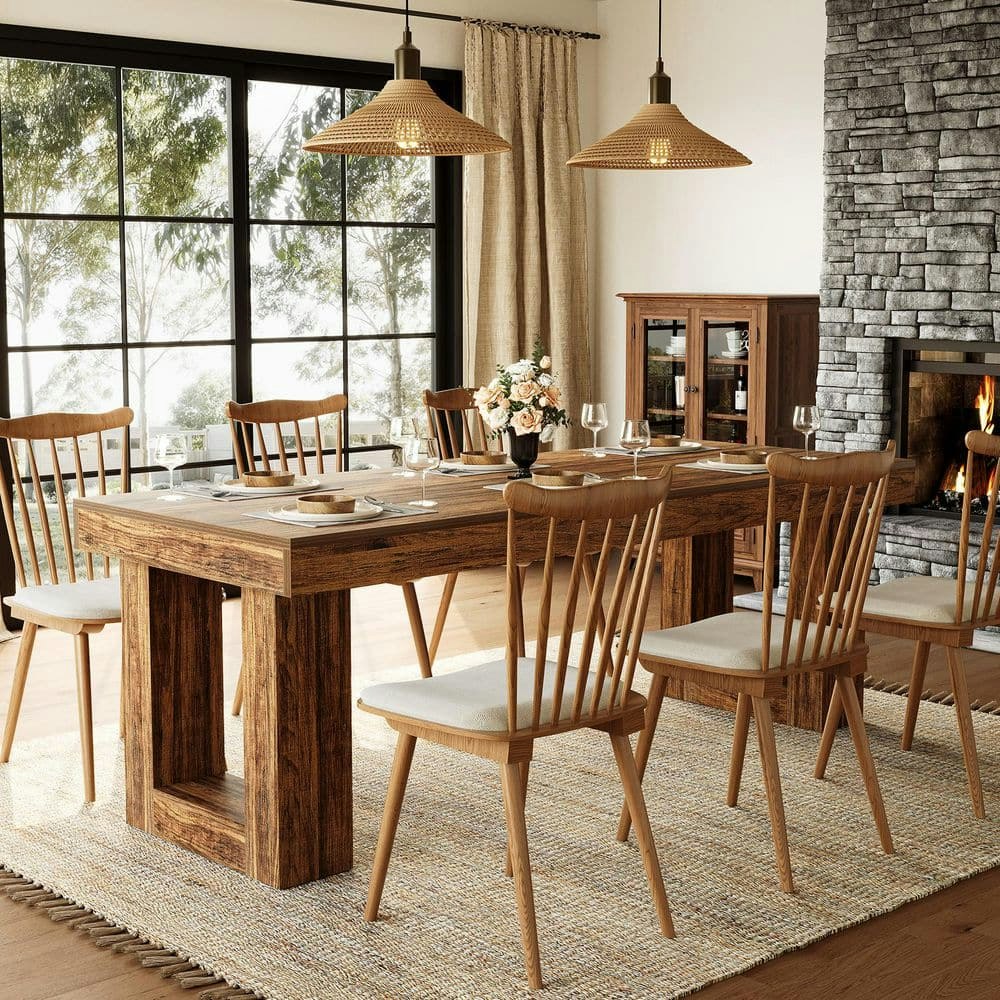 Roesler 86.6-inch Wood Rectangle Pedestal Dining Table: $171.05 Roesler 86.6-inch Wood Rectangle Pedestal Dining Table: $171.05