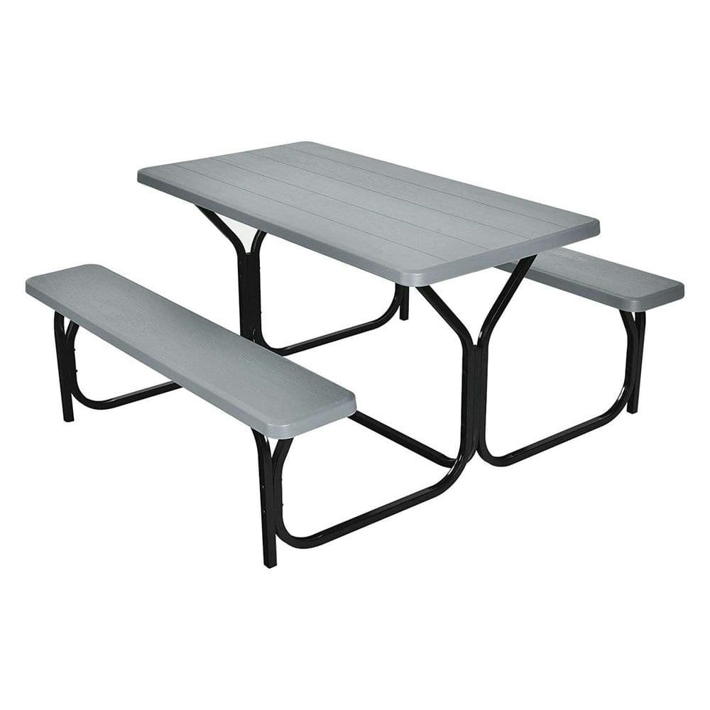 All-Weather Metal Outdoor Picnic Table Bench Set: $228 All-Weather Metal Outdoor Picnic Table Bench Set: $228