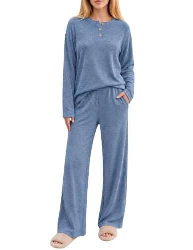 Ekouaer Women's Long Sleeve 2-Piece Pajama Set: $17.99 Ekouaer Women's Long Sleeve 2-Piece Pajama Set: $17.99