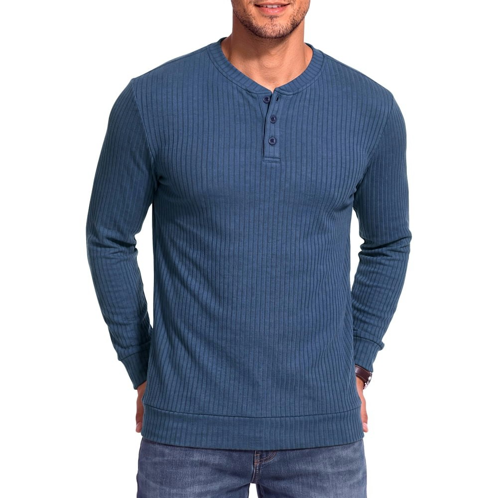 Gents Bliss Men's Henley Long Sleeve Knit Shirt: $13.99