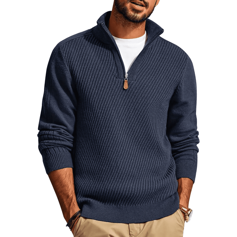 Olaglory Men's Quarter Zip Mock Neck Pullover Sweater: $29.79 Olaglory Men's Quarter Zip Mock Neck Pullover Sweater: $29.79