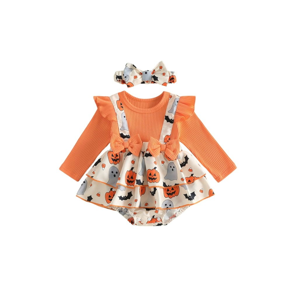 Loicainy Baby Girl Pumpkin Ghost Romper and Headband Set: $14.66 Loicainy Baby Girl Pumpkin Ghost Romper and Headband Set: $14.66