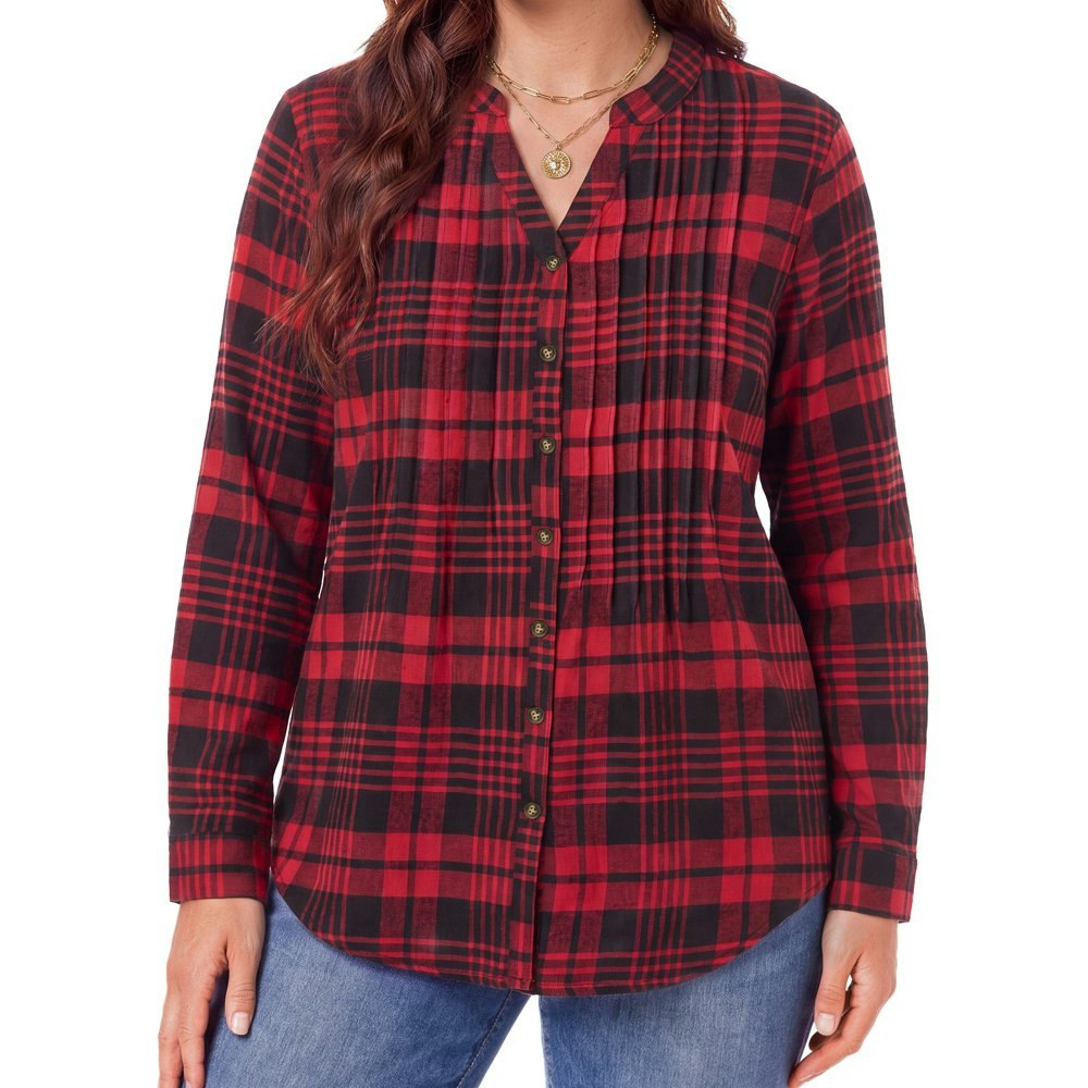 WellSize Women's Plaid Flannel Button-Down Shirt: $14.99