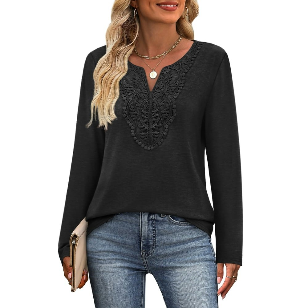 Wiholl Women's V-Neck Long Sleeve Blouse: $12.89