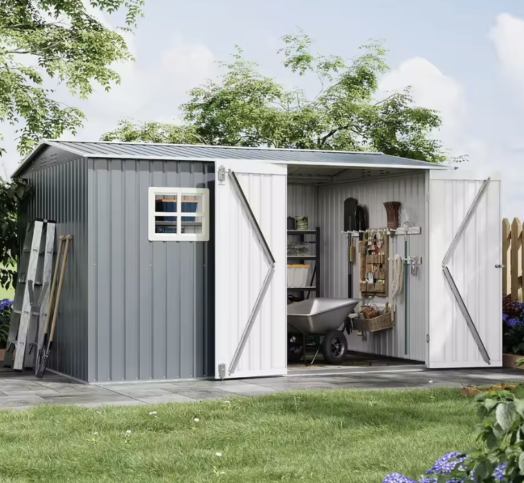 10 x 8-Foot Metal Outdoor Storage Shed w/ Lockable Door: $241