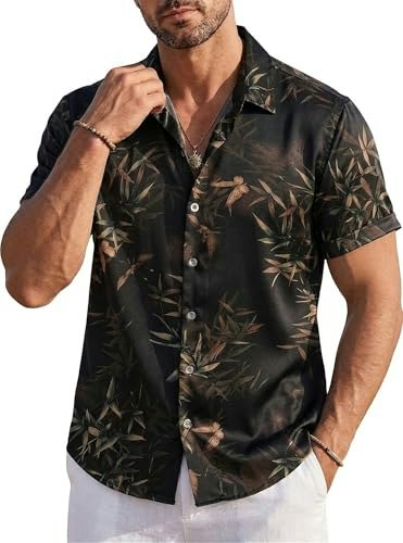 Men's Short Sleeve Tropical Hawaiian Shirt: $8.99