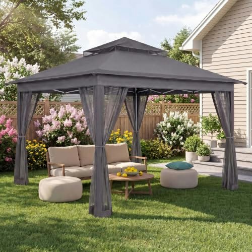 Lausaint Home 12x12-Foot Pop-Up Gazebo with Mosquito Netting: $129.99