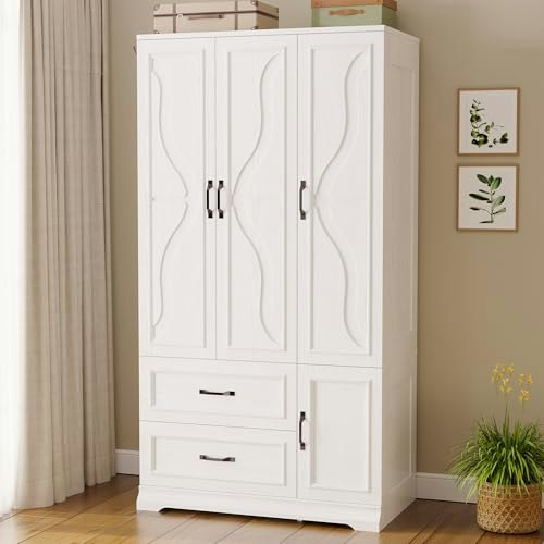 Likimio 4-Door Armoire Wardrobe Closet: $246.49 Likimio 4-Door Armoire Wardrobe Closet: $246.49