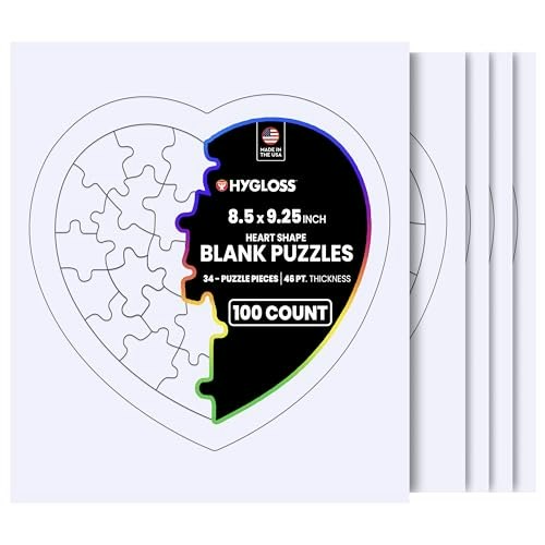 Hygloss 8.5" x 9.5" Heart-Shaped Blank Jigsaw Puzzles 100-Pack: $75.49 Hygloss 8.5" x 9.5" Heart-Shaped Blank Jigsaw Puzzles 100-Pack: $75.49