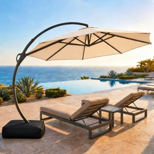 Lausaint Home 11-Foot Cantilever Patio Umbrella with Base: $149.99