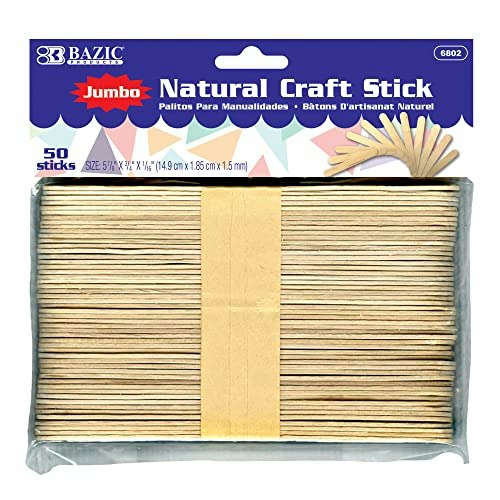 Bazic Jumbo Natural Wood Craft Sticks 50-Count: $10.29 Bazic Jumbo Natural Wood Craft Sticks 50-Count: $10.29