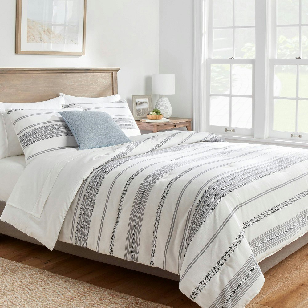 Threshold Full/Queen Cotton Woven Stripe Comforter and Sham Set: $59.25 Threshold Full/Queen Cotton Woven Stripe Comforter and Sham Set: $59.25
