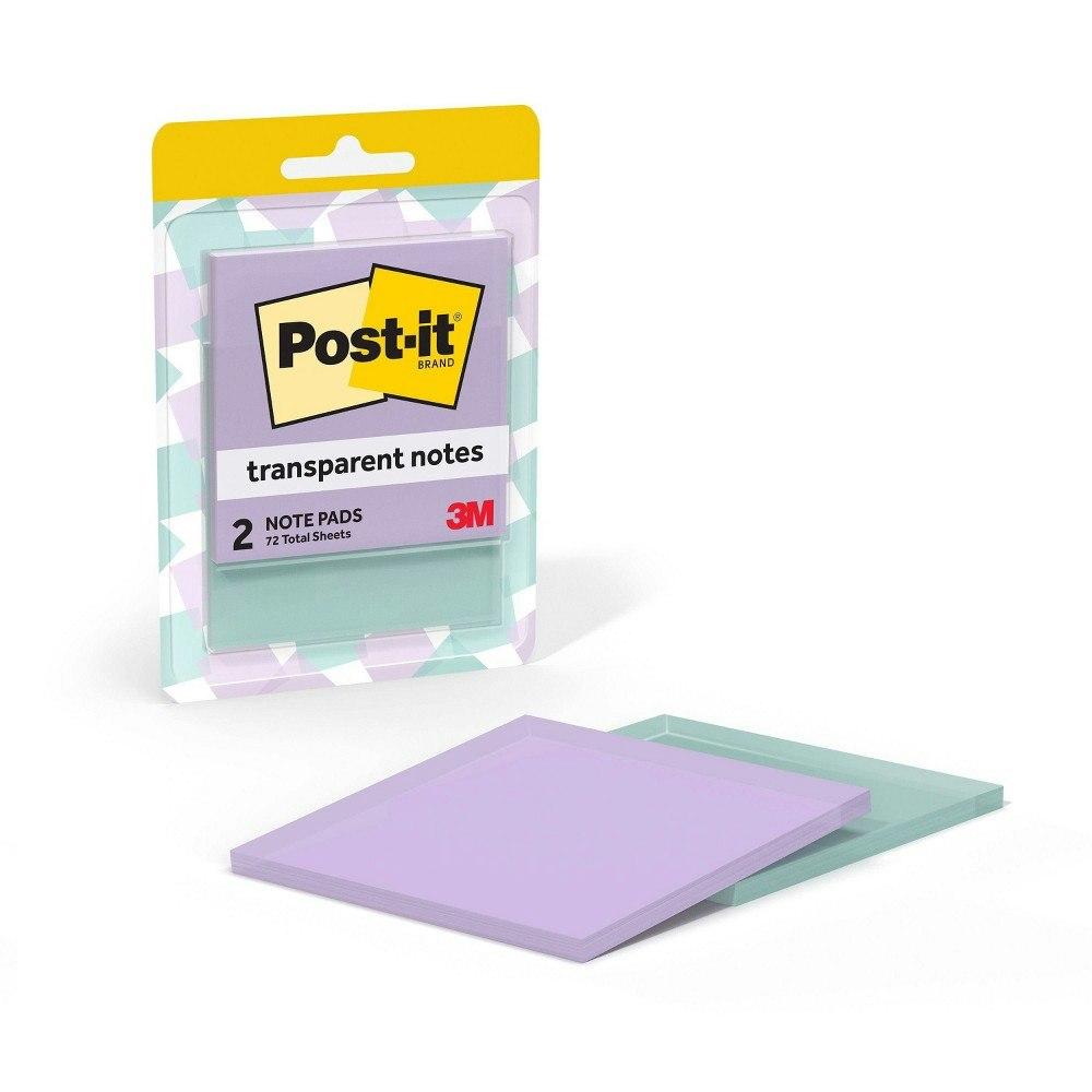 Post-it 3"x3" Transparent Pastel Sticky Notes: $6.79