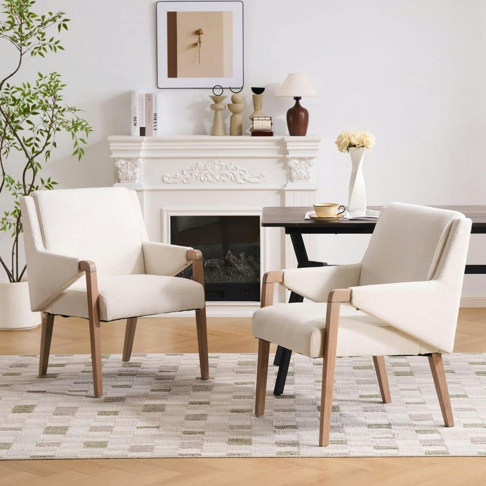 Beige and Light Ash Polyester-Linen Dining Chair 2-Pack: $335.03 Beige and Light Ash Polyester-Linen Dining Chair 2-Pack: $335.03