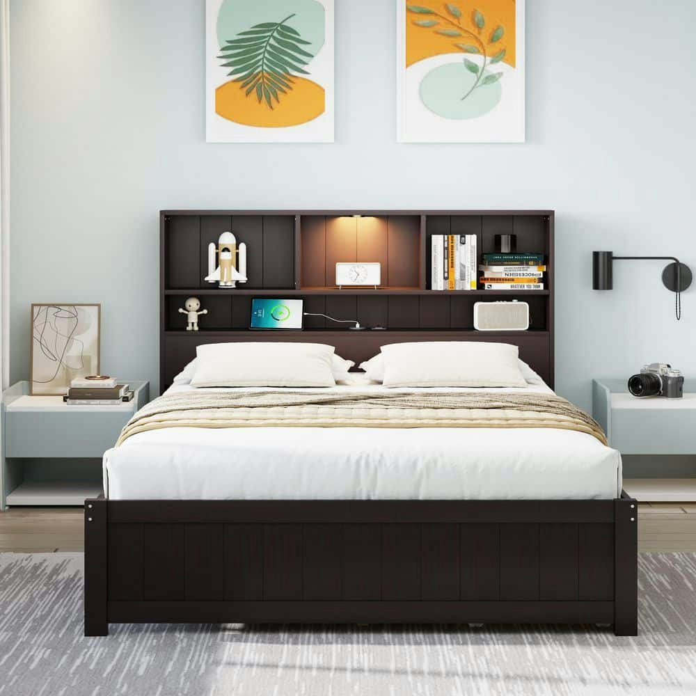 Blanche Wood Frame Twin Platform Bed with Drawers: $303.56