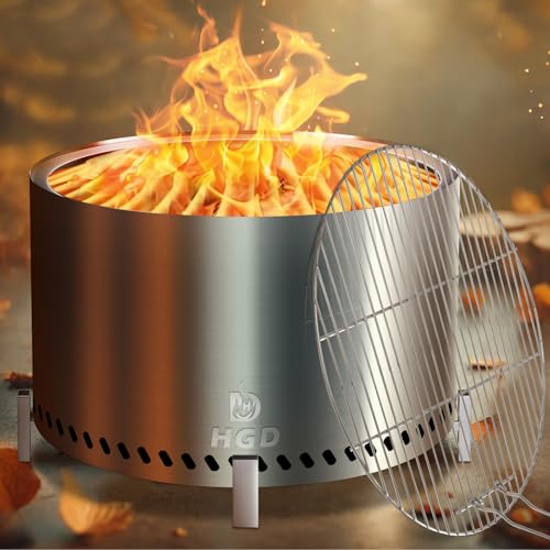 HGD 27.5-inch Smokeless Fire Pit with Stand and Grill Rack
