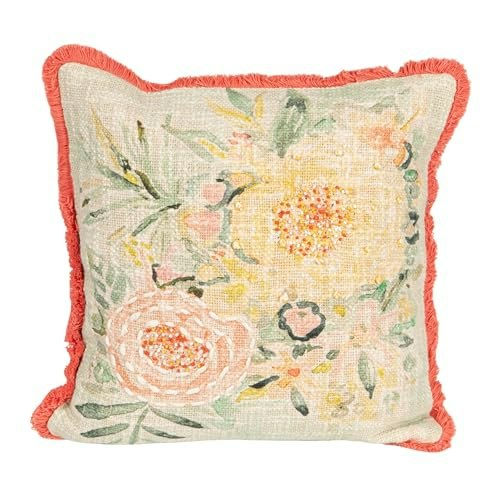 Creative Co-Op Cotton Slub Embroidered Floral Pillow: $18.91