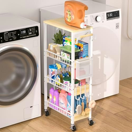 Dtuqyx 4-Tier Slim Rolling Storage Cart: $28.81 Dtuqyx 4-Tier Slim Rolling Storage Cart: $28.81