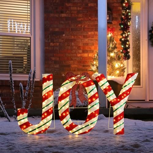 Glitzhome 36-Inch 3-Piece Lighted Joy Christmas Yard Decoration: $143.60 Glitzhome 36-Inch 3-Piece Lighted Joy Christmas Yard Decoration: $143.60