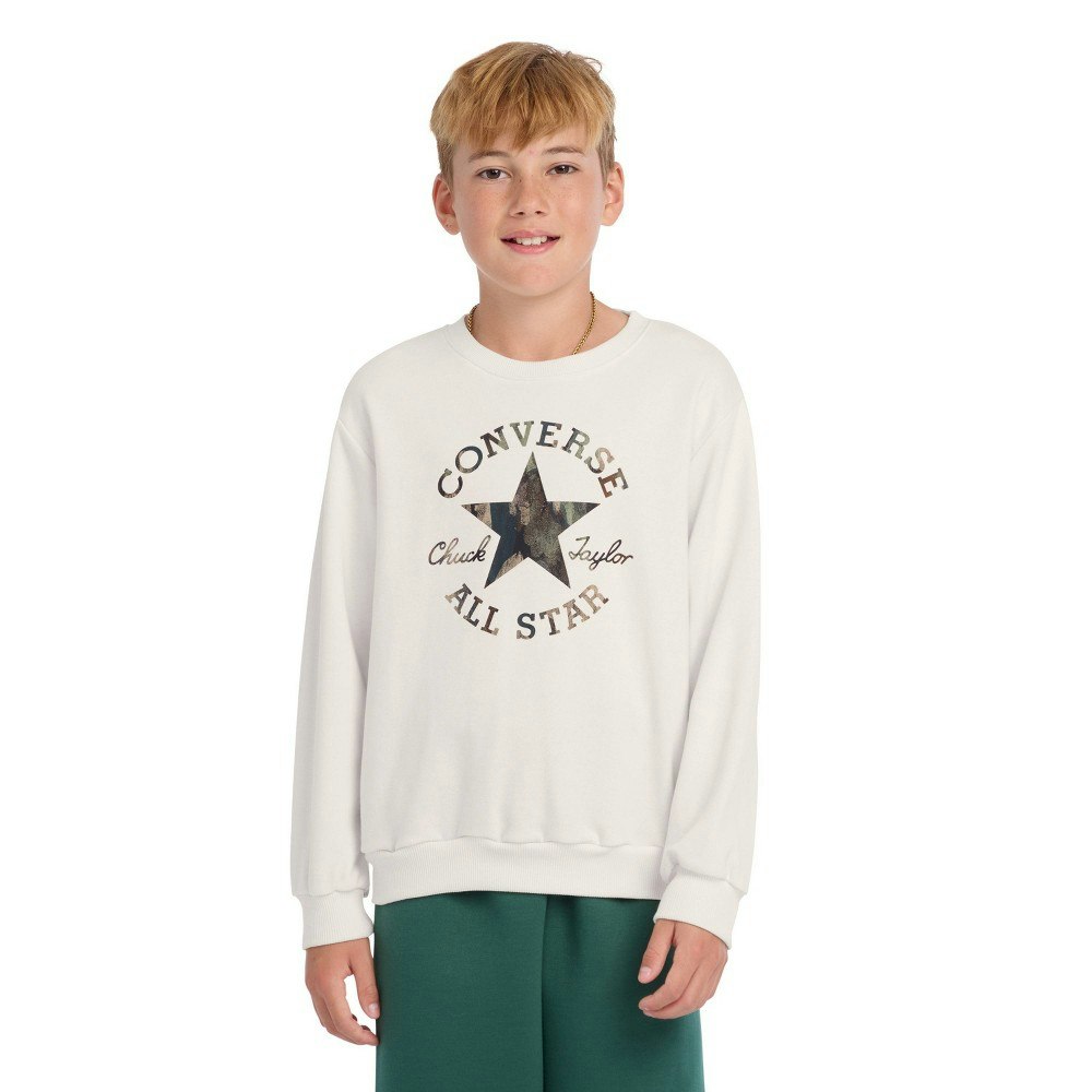 Converse Boys' Camo Chuck Patch Crewneck Sweatshirt: $20 Converse Boys' Camo Chuck Patch Crewneck Sweatshirt: $20