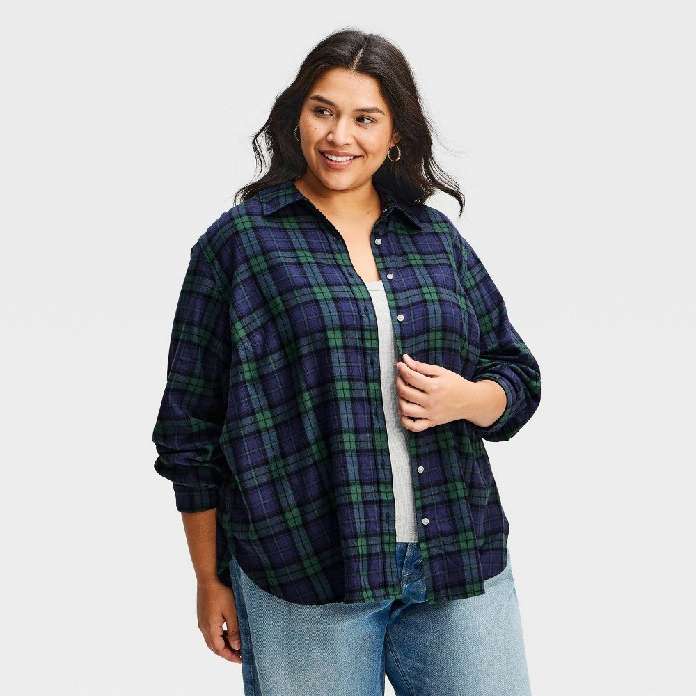 Universal Thread Women's Long Sleeve Relaxed Fit Flannel Button-Down Shirt: $30 Universal Thread Women's Long Sleeve Relaxed Fit Flannel Button-Down Shirt: $30