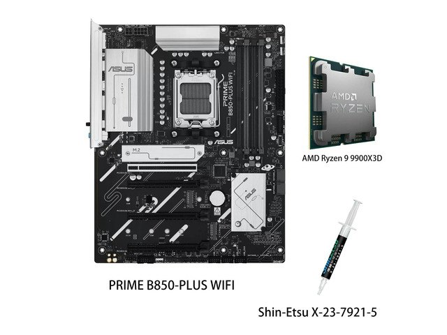 Asus Prime B850-Plus WiFi Motherboard and AMD Ryzen 9 9900X3D Processor Combo: $1,449.99