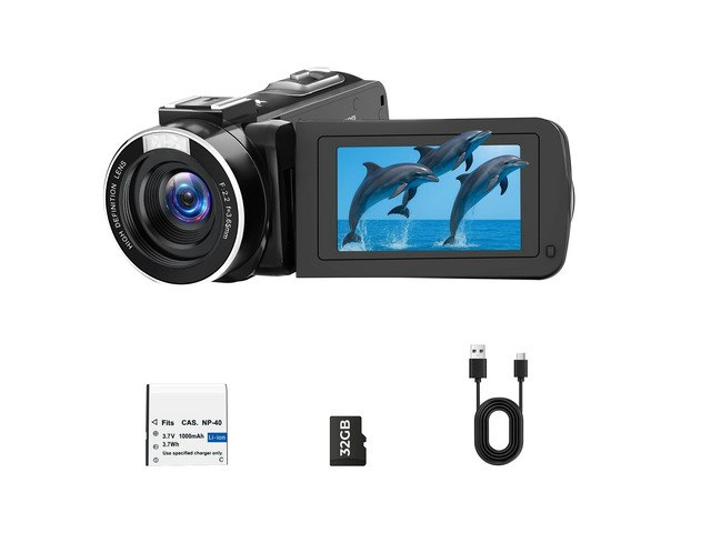 2.7K 48MP Vlogging Camcorder with 32GB SD Card: $85.49