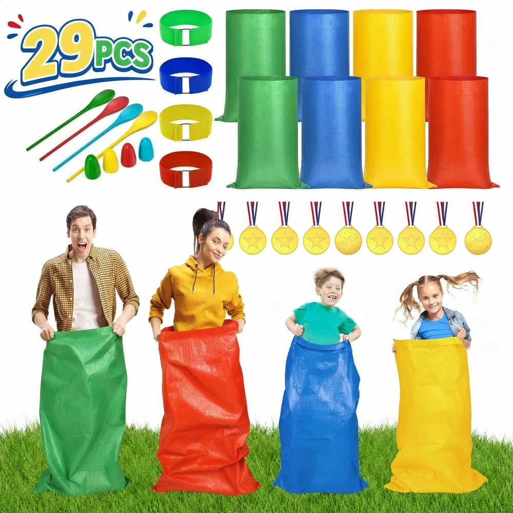 HiberyHom Potato Sack Race and 3-Legged Race Game Set 29-Piece: $19.99