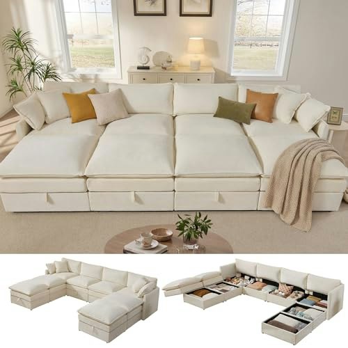 Ihanherry 135-inch 8-Seater Modular Sectional Sofa Bed: $1,079.49