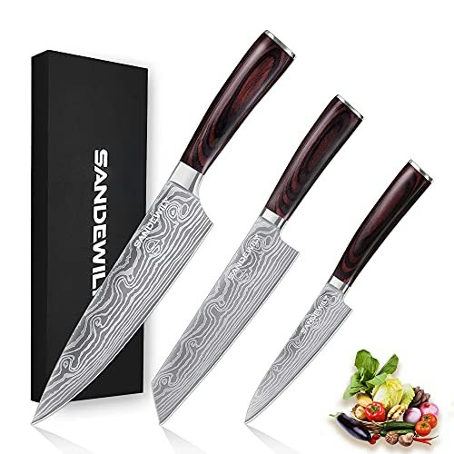 Sandewily 3-Piece Japanese Kitchen Knife Set with Sheaths: $35.99
