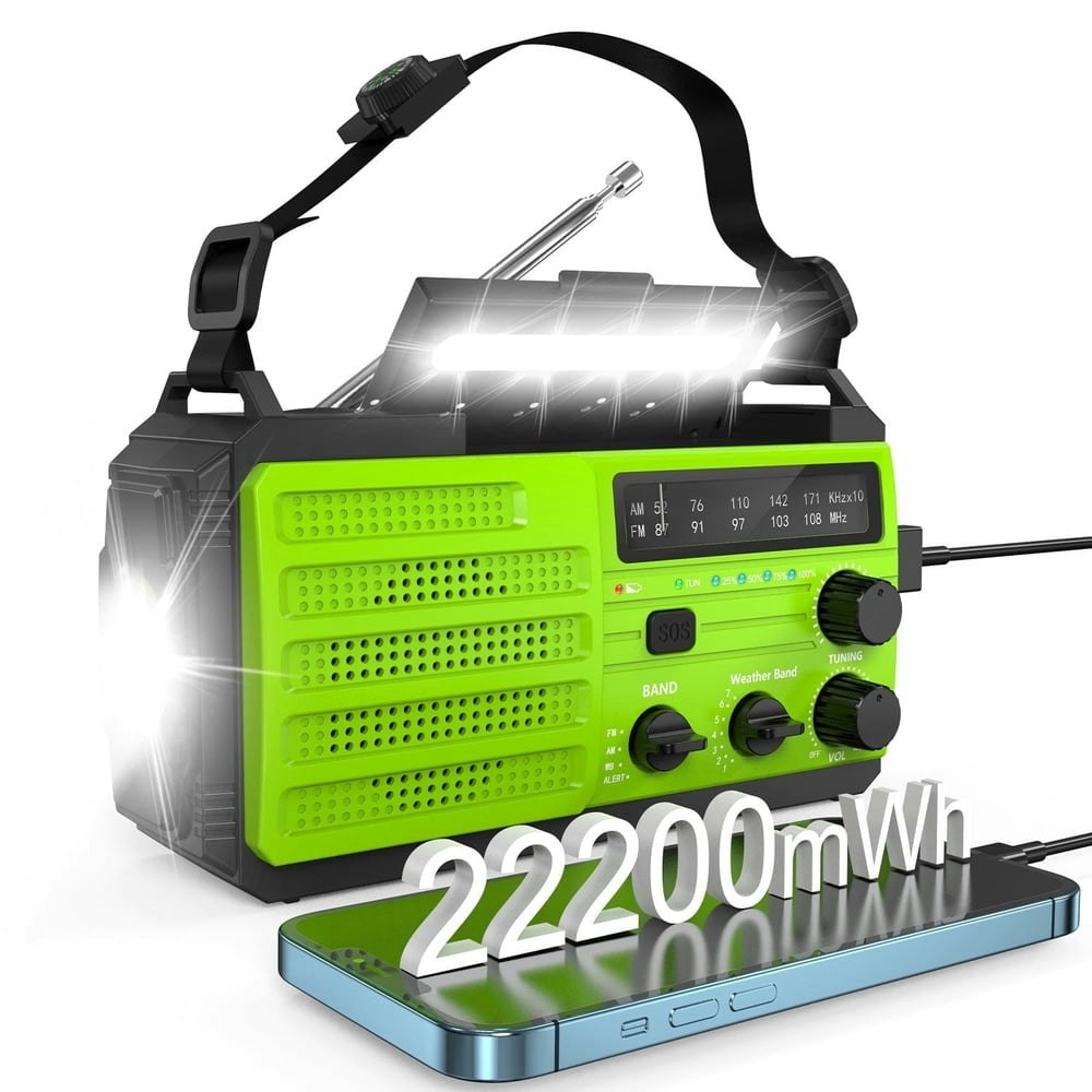 Jazmm 22,200mWh Emergency Crank Solar Weather Radio: $25.99 Jazmm 22,200mWh Emergency Crank Solar Weather Radio: $25.99