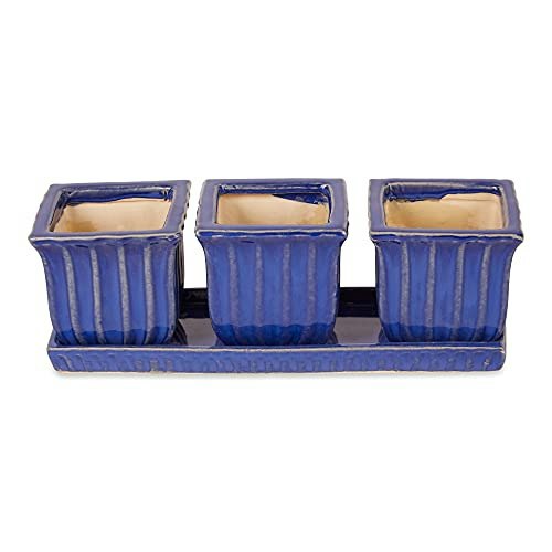 Accent Plus Blue Square Ceramic Planter 3-Pack: $27.62