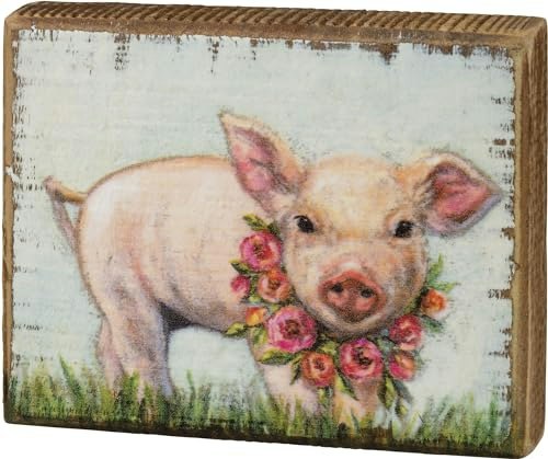 Primitives by Kathy Piglet Floral Block Sign: $9.13 Primitives by Kathy Piglet Floral Block Sign: $9.13