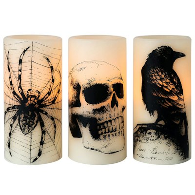 Eldnacele Skull Halloween Flameless Candle 3-Pack for $17 + free shipping