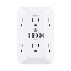 Addtam 6-Outlet Surge Protector Outlet Extender w/ 4 USB Ports for $9 + free shipping w/ Prime