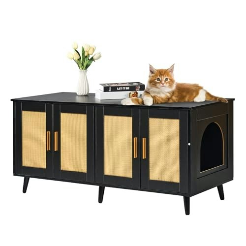 Vevor Rattan Cat Litter Box Enclosure: $82.58
