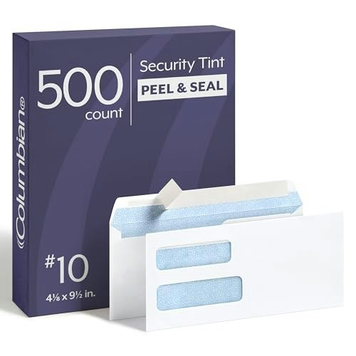 Columbian #10 Double Window Self Seal Security Envelopes 500-Pack: $28.95 Columbian #10 Double Window Self Seal Security Envelopes 500-Pack: $28.95