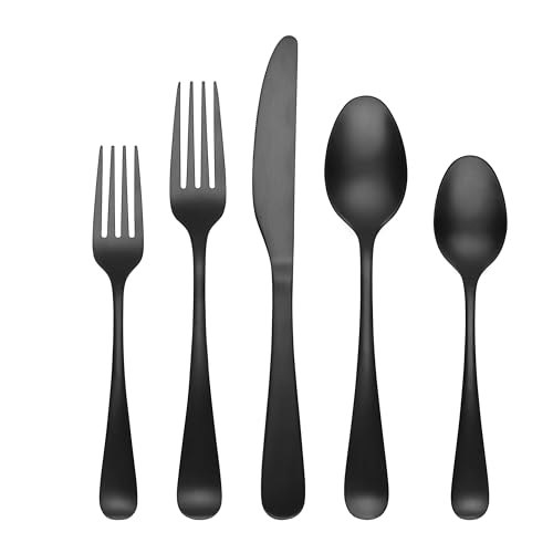 Cambridge Rhiannon 45-Piece Black Satin Flatware Set: $104.99 Cambridge Rhiannon 45-Piece Black Satin Flatware Set: $104.99