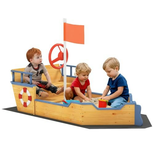 Outsunny Wooden Kids Ship-Shape Sandbox: $96.85 Outsunny Wooden Kids Ship-Shape Sandbox: $96.85