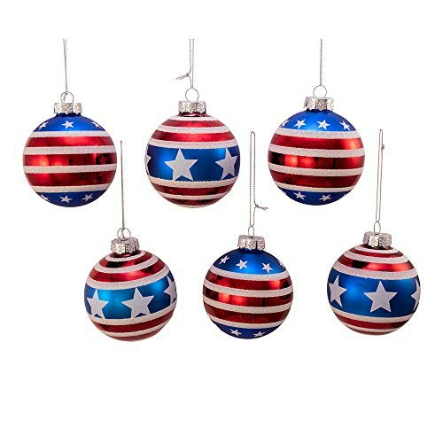 Kurt Adler 80mm Stars and Stripes Glass Ball Ornaments 6-Pack: $42.95