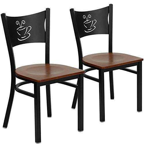 Flash Furniture Hercules Series Black Metal Restaurant Chair with Cherry Wood Seat 2-Pack: $214.30