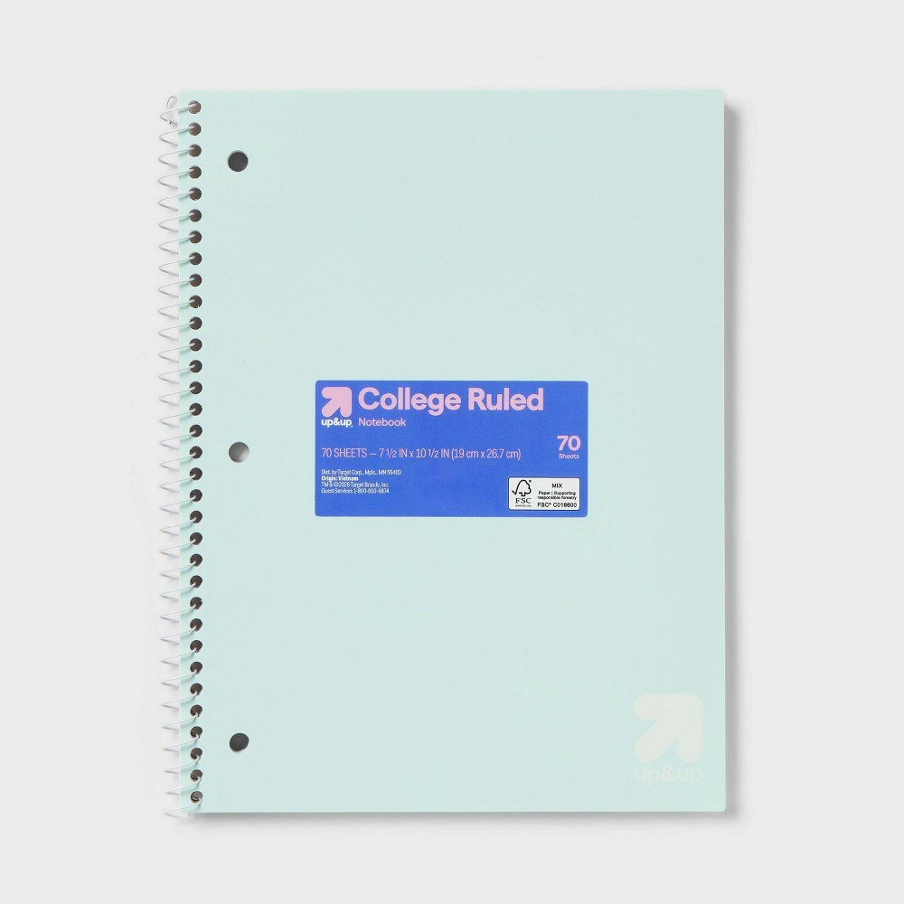 Up&up 7.5" x 10.5" Spiral College-Ruled Notebook: $1.49 Up&up 7.5" x 10.5" Spiral College-Ruled Notebook: $1.49