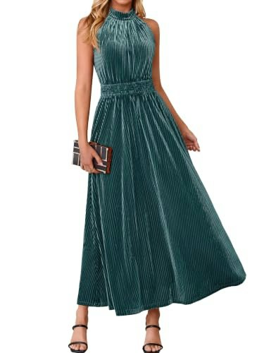 Simplee Women's Velvet Halter Neck Dress: $39.97 Simplee Women's Velvet Halter Neck Dress: $39.97