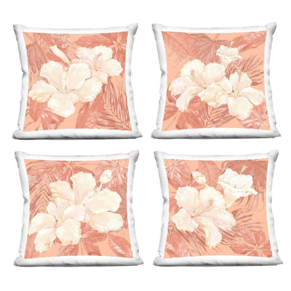 Peach Hibiscus Floral Polyester Throw Pillow 4-Pack: $123.08 Peach Hibiscus Floral Polyester Throw Pillow 4-Pack: $123.08