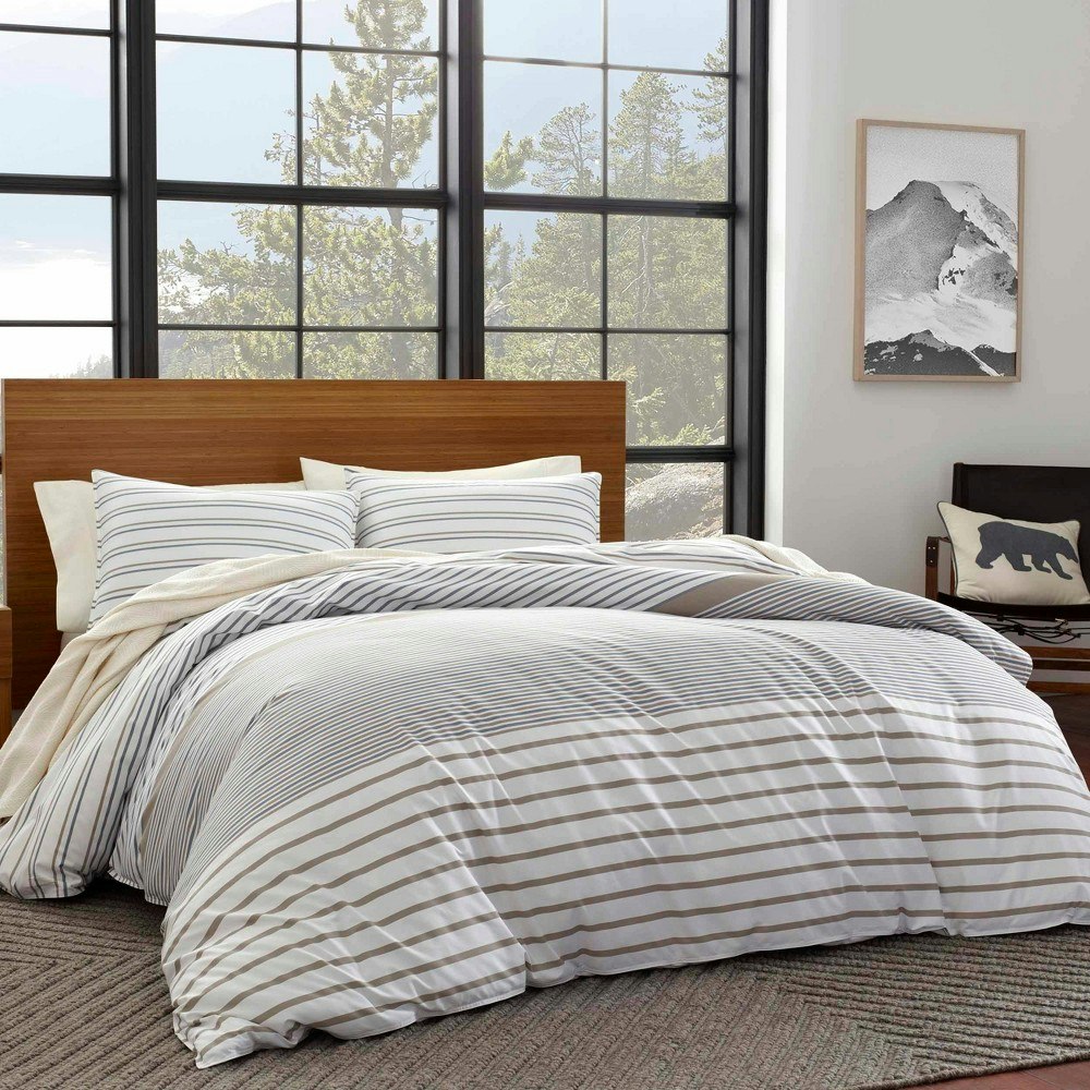 Eddie Bauer Cooper Stripe Reversible Full/Queen Duvet Cover & Sham Set: $89.99